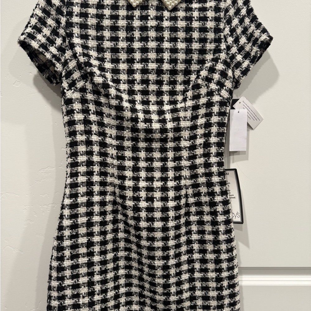 Chic Black and White Tweed Dress